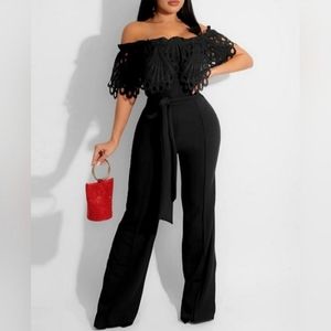 NWOT Womens Off Shoulder Wide Leg Jumpsuit